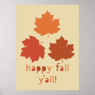 Poster Feliz outono! Folhas de carvalho