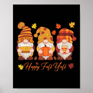 Poster Feliz Outono para Vocês Gnome Abóbora Outono Dia d