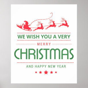 Poster Feliz Papais noeis de Natal Reindeer   Feriados