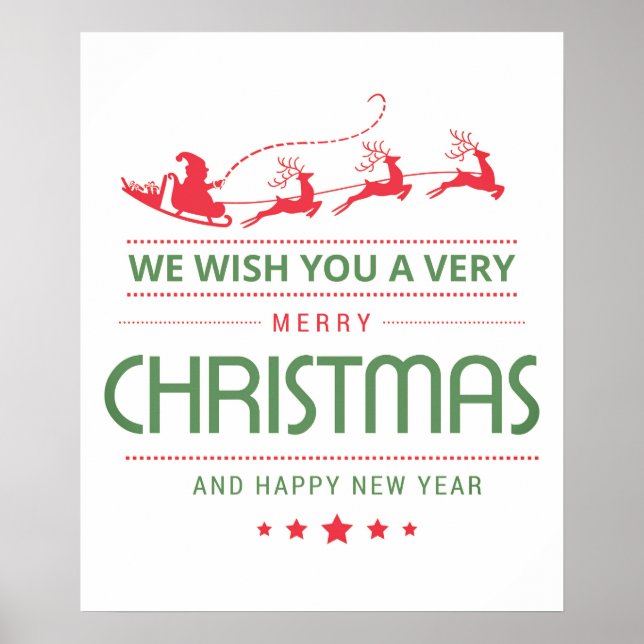 Poster Feliz Papais noeis de Natal Reindeer | Feriados (Frente)