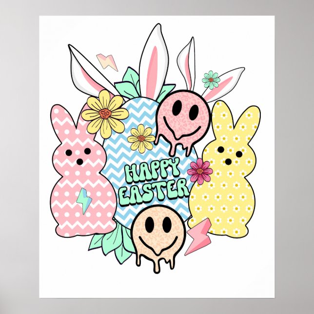 Poster feliz páscoa (6), retrô, vintage (Frente)