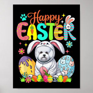 Poster Feliz Páscoa Bichon Frise Cosplay Bunny Chocolate