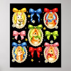 Poster Feliz Páscoa Coquete Fofa Arco Coelho Retrato Meni
