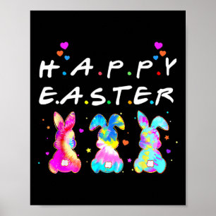Poster Feliz Páscoa Família Coelhinho Fofo Combinando Pás