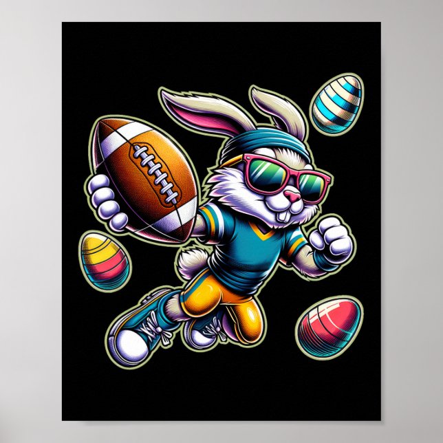 Poster Feliz Páscoa Futebol Meninos Coelho da Páscoa Dive (Frente)