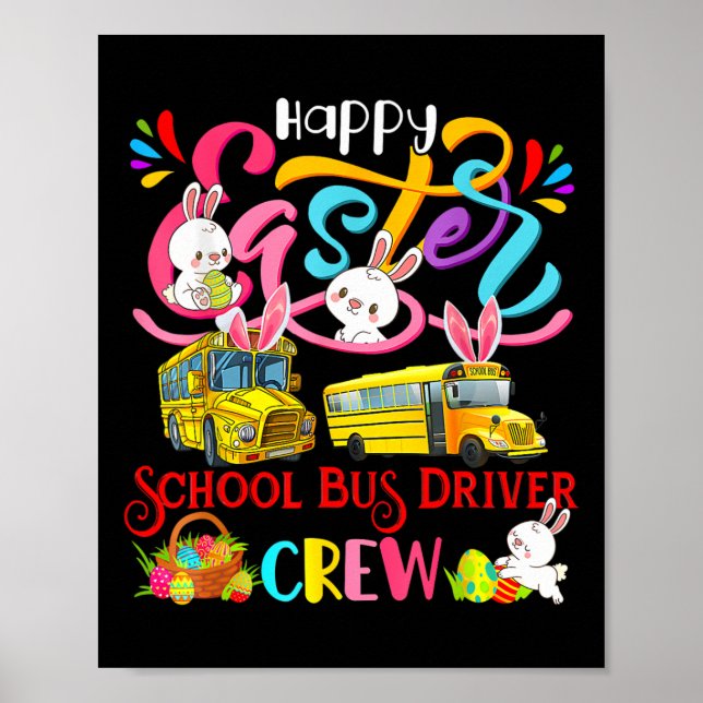 Poster Feliz Páscoa Motorista de Ônibus Escolar Equipe Co (Frente)