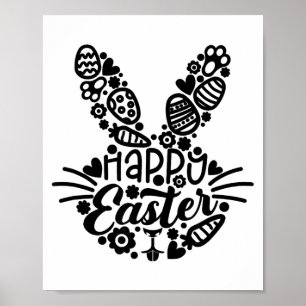 Poster Feliz Páscoa, Rosto de Coelho Homens Mulheres Cria