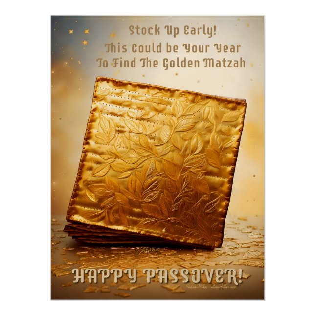 Pôster Feliz Passover! Ouro Matzah (Frente)