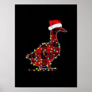 Poster Feliz Pato de Natal Xadrez Vermelha