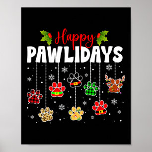 Poster Feliz Pawlidays Natal Cachorro Pata Natal Canis