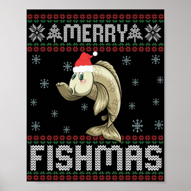 Poster Feliz Peixe doce doce doce de Natal engraçado (Frente)