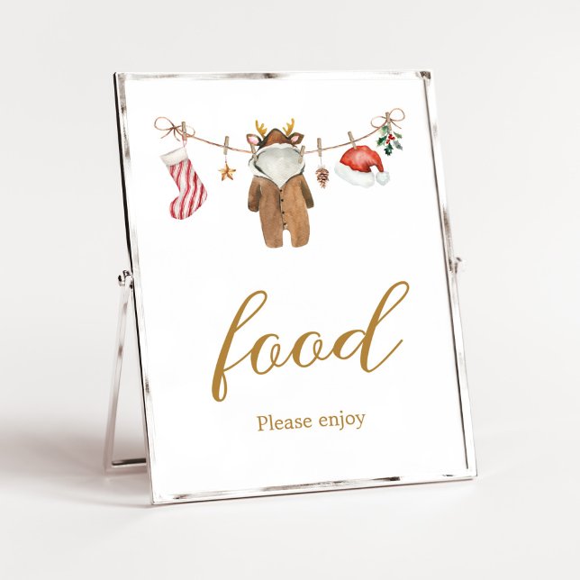 Poster Feliz Pequena Comida de Chá de fraldas de roupas d (Merry Little Clothes Baby Shower Food Sign)