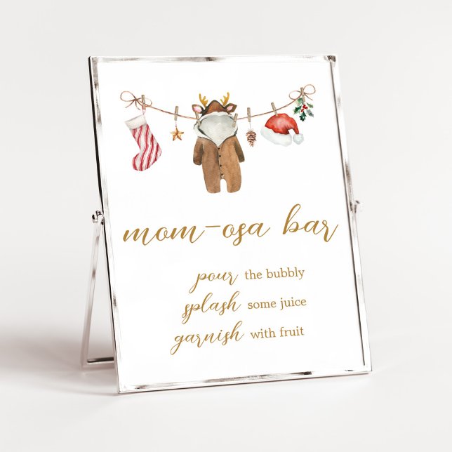 Poster Feliz Pequena roupa de Natal Mãe Bar Osa (Merry Little Clothes Baby Shower Mom Osa Bar Sign)