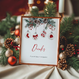 Poster Feliz Pequenas Bebidas de Chá de fraldas de Natal