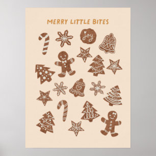 Poster Feliz Pequenas mordidas Cookies de Natal Amarelo