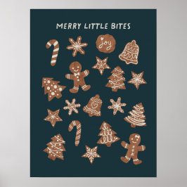 Poster Feliz Pequenas mordidas de Natal Cookies Verdes