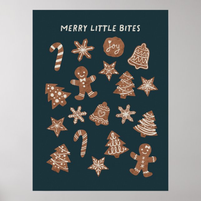 Poster Feliz Pequenas mordidas de Natal Cookies Verdes (Frente)