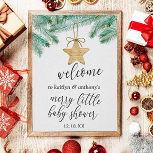 Poster Feliz Pequeno Chá de fraldas de Natal Bem-vindo