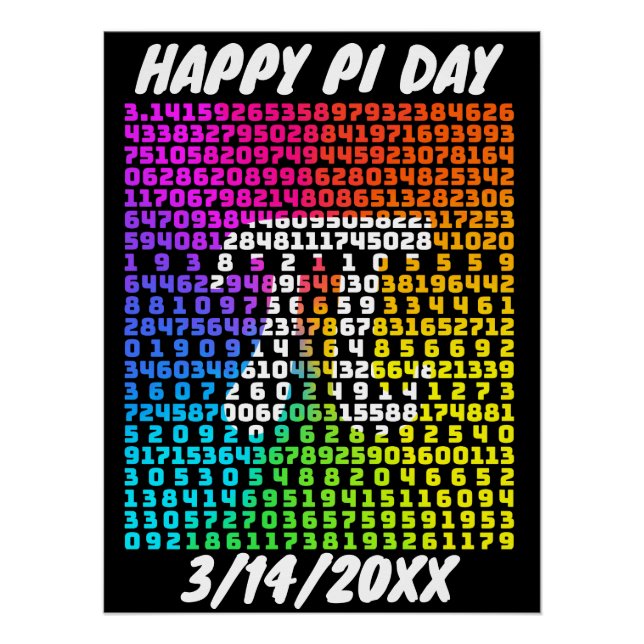 Pôster Feliz Pi Day Engraçado Letra Matemática da Escola (Frente)