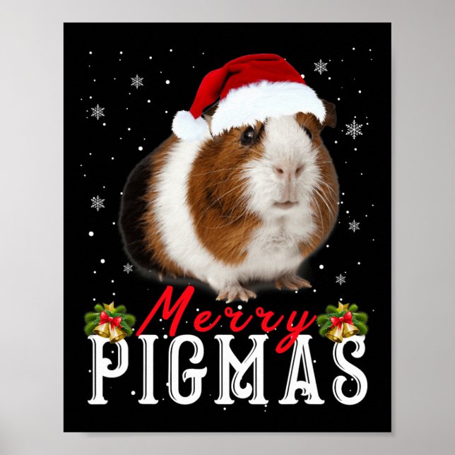 Poster Feliz Pigmas Rosto Mascarado Guiné Divertido Pig N (Frente)