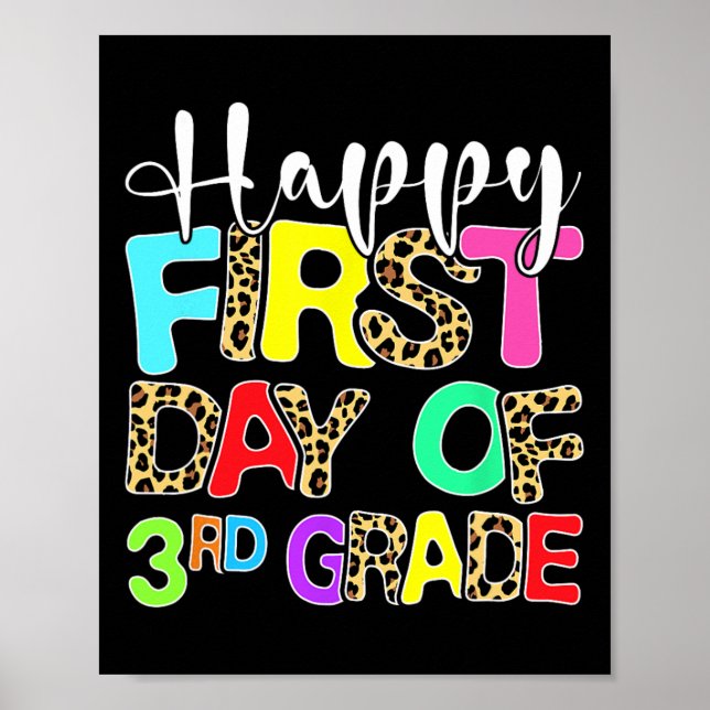 Poster Feliz Primeiro Dia De 3º Ano Leopardo De Volta à E (Frente)