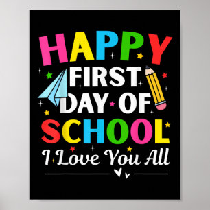 Poster Feliz Primeiro Dia De Aula De Volta À Escola Profe