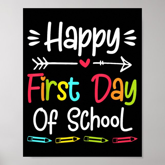 Poster Feliz primeiro dia de aula engraçado volta às aula (Frente)