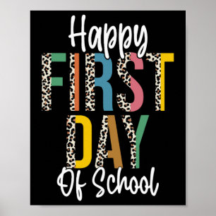 Poster Feliz Primeiro Dia De Aula Leopardo De Volta às Au