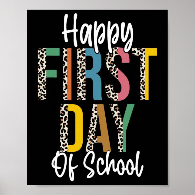Poster Feliz Primeiro Dia De Aula Leopardo Volta às Aulas (Frente)