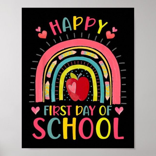 Poster Feliz Primeiro Dia De Aula Professor Arco-Íris De  (Frente)
