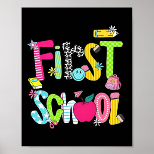 Poster Feliz Primeiro Dia De Aula Professora Preppy De Vo