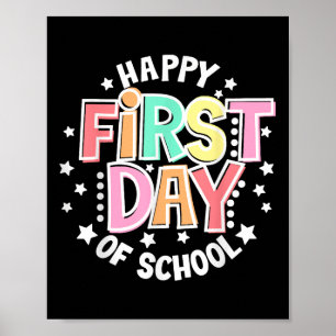 Poster Feliz Primeiro Dia De Aula Retro Groovy De Volta à