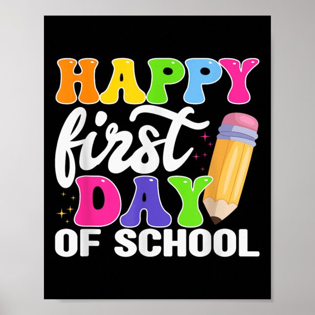 Poster Feliz Primeiro Dia De Professores De Lápis Da Esco (Frente)