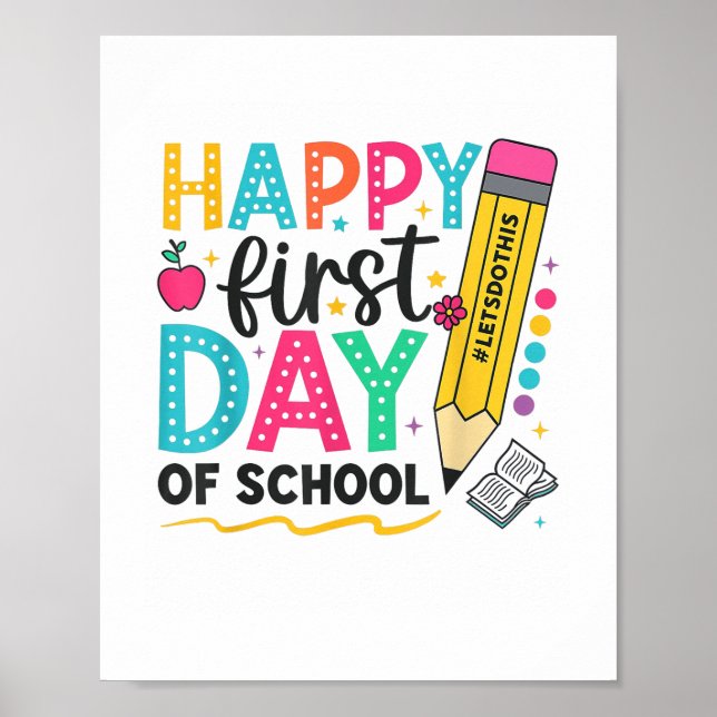 Poster Feliz Primeiro Dia De Professores De Lápis Na Esco (Frente)
