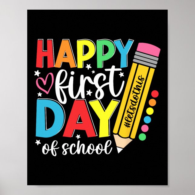 Poster Feliz Primeiro Dia De Professores De Lápis Na Esco (Frente)