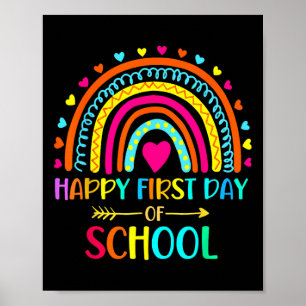 Poster Feliz Primeiro Dia Do Arco-Íris Da Escola De Volta