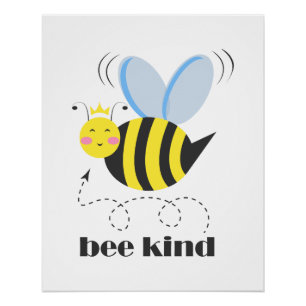 Pôster Feliz princesa de abelhas com coroa e slogan Bela