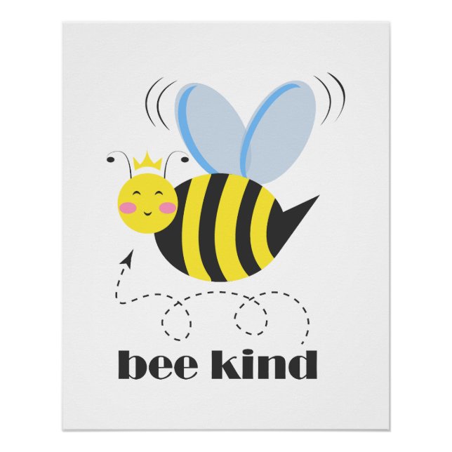 Pôster Feliz princesa de abelhas com coroa e slogan Bela (Frente)