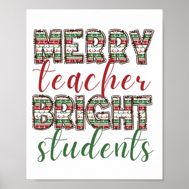 Poster Feliz professor Bright estudante de Natal (Frente)