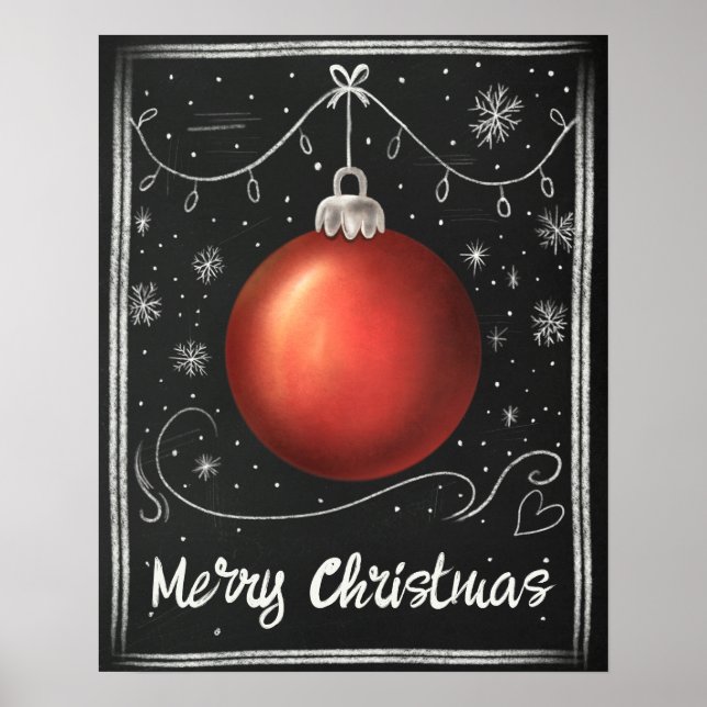 Poster Feliz Quadro de Natal Festivo Personalizável (Frente)