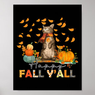 Poster Feliz Queda Vocês Todos Pumpkin Cat Autumn Sai Gra