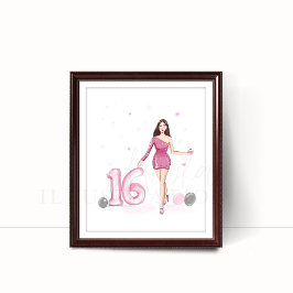 Poster Feliz querido dezesseis, décimo sexto aniversário