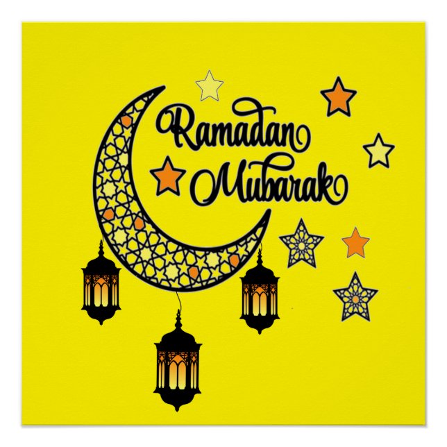 Pôster Feliz Ramadan Kareem E Eid Mubarak 2024 (Frente)