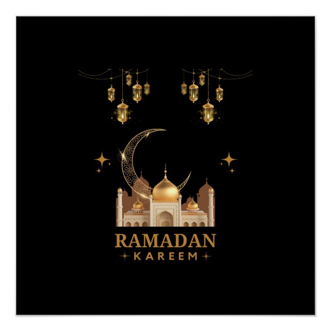 Pôster Feliz Ramadan Kareem - Saudações Eid Mubarak (Frente)