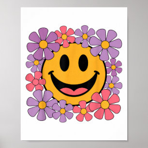 Poster Feliz Retro Daisy Smile Face Cara Com Homens Estét