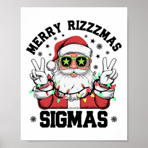 Poster Feliz Rizz Mas Sigmas Engraçado Papai Noel Natal