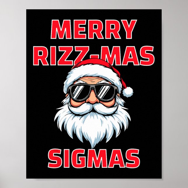 Poster Feliz Rizz Mas Sigmas Engraçado Papai Noel Natal (Frente)