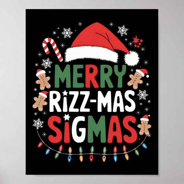 Poster Feliz Rizz Mas Sigmas Engraçado Papais noeis Alpha (Frente)