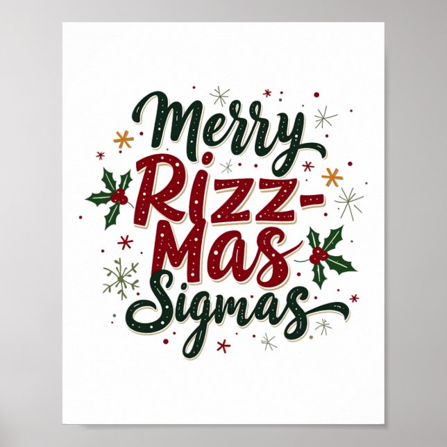 Poster Feliz Rizz Mas Sigmas Funny Gen Alpha Xmas Papais  (Frente)