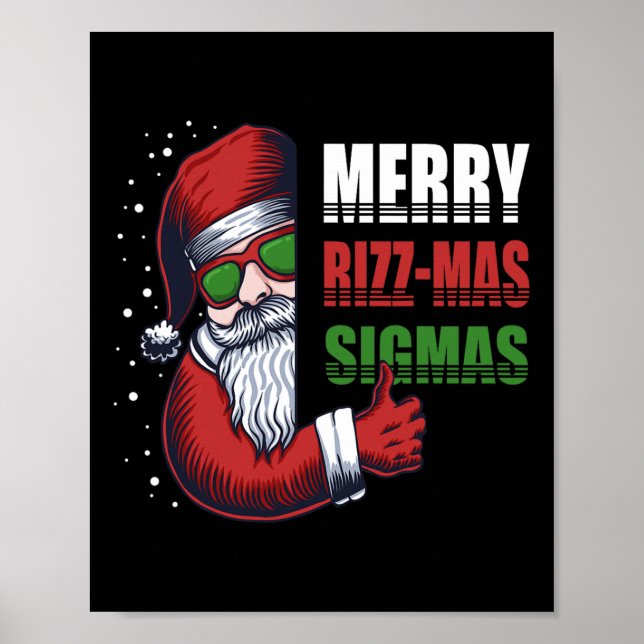 Poster Feliz Rizz Mas Sigmas Funny Gen- Papais noeis Alph (Frente)